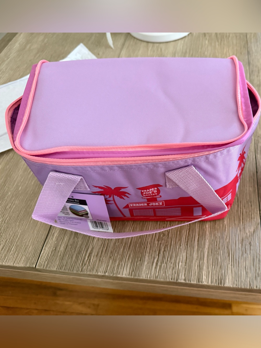 Trader Joe's Pink & Lavender insulated Tote Bag